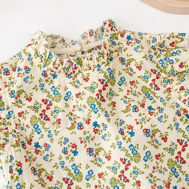 Mini Fashion™ - Sommerblomster - Top og Nederdel sæt med Blomsterprint